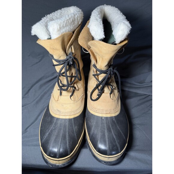 Sorel Boots Men Size 15 Buff Tan Caribou Suede Snow Waterproof Insulated Winter - Picture 3 of 7